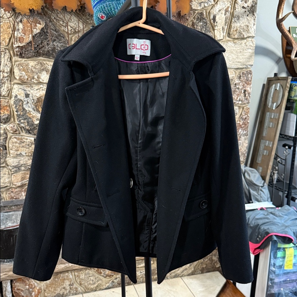 GLO Jeans Women's Elegant Black Pea Coat